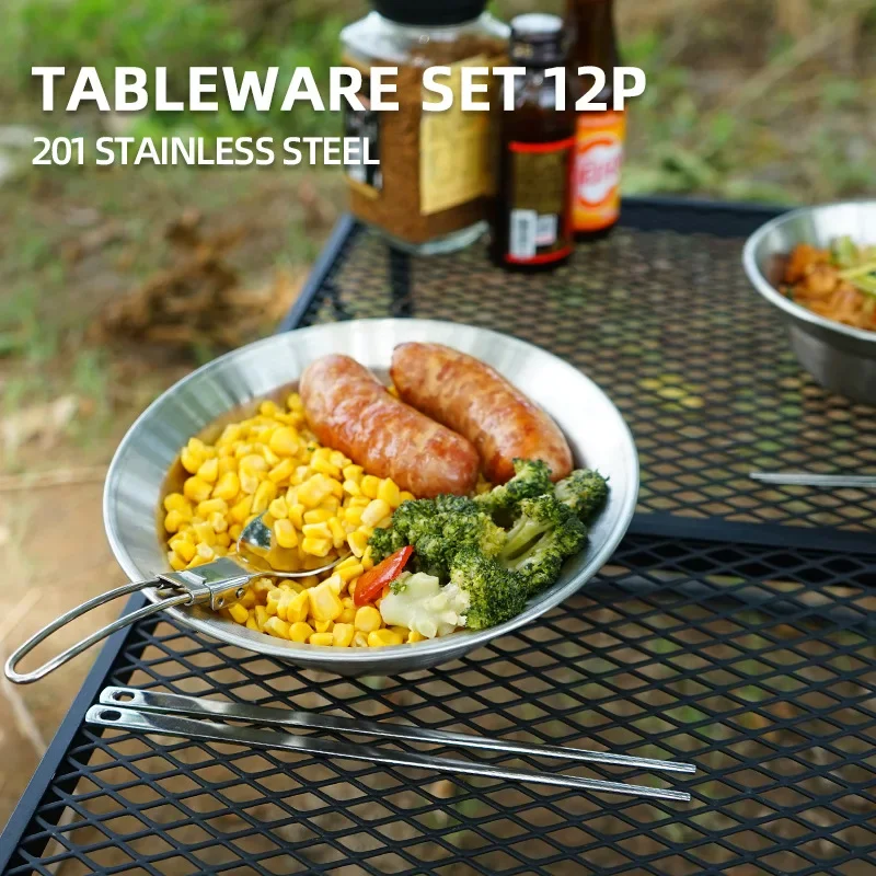 12PCS Portable Outdoor Tablewa - đánh giá và giá Camping Cooking Dining Set