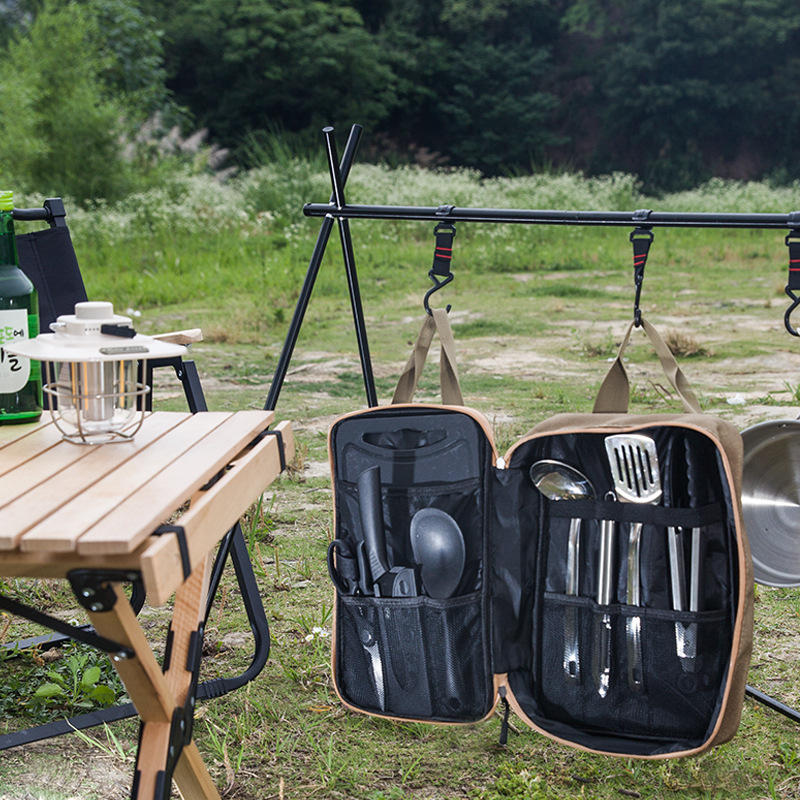 8pcs Camping Kitchen Cookware  - đánh giá và giá Camping Cooking Organizer