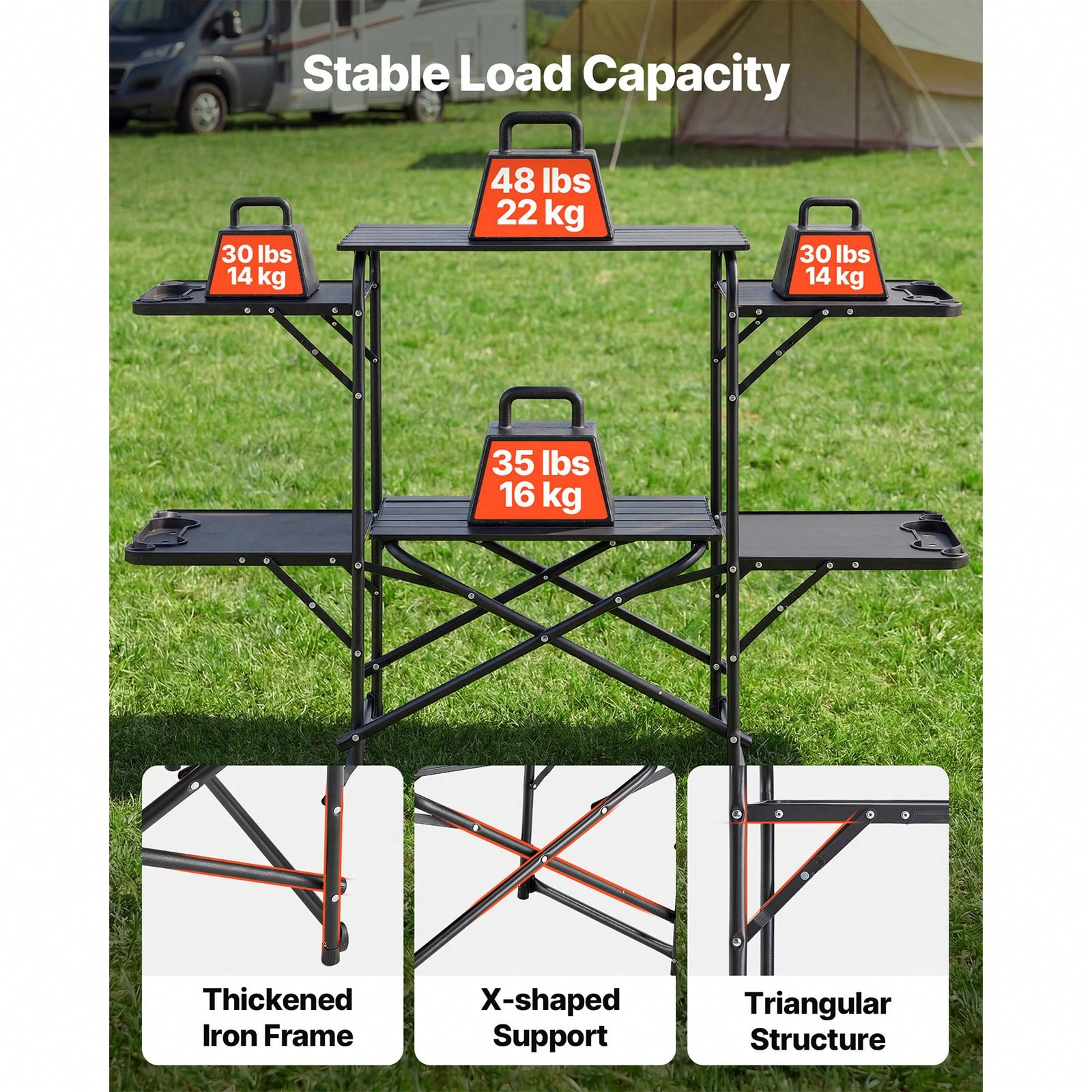 Camping Kitchen Table, Slim-Fo - đánh giá và giá Camping Cooking Table