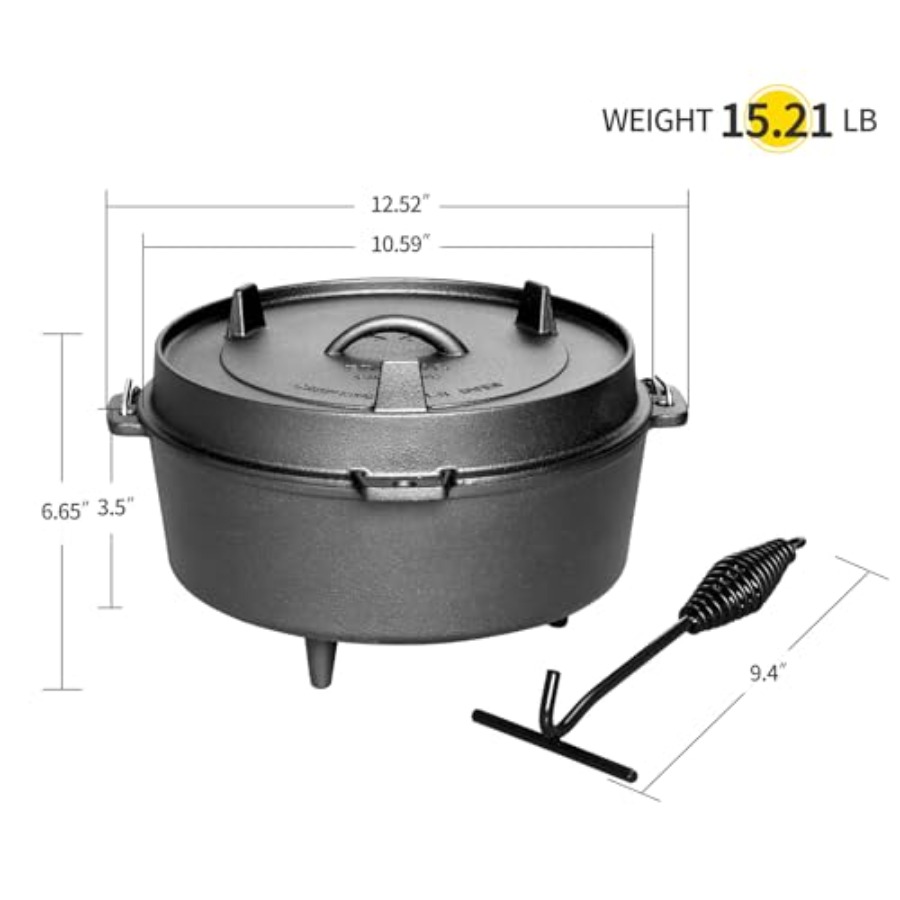 Pre-Seasoned Cast Iron Dutch O - đánh giá và giá Camp Dutch Oven Cast