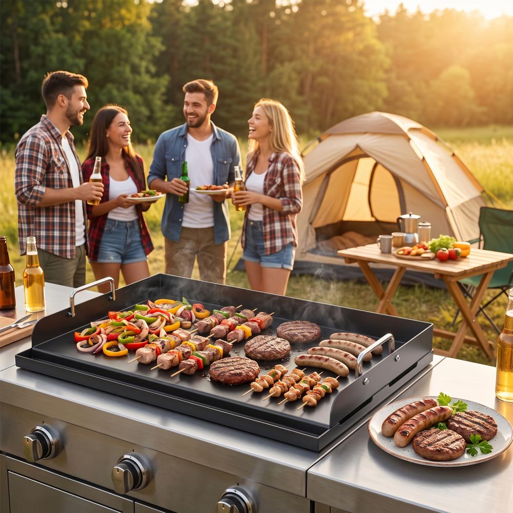 Thick Cast Iron Baking Pan Pre - đánh giá và giá Camping Cooking Flat Top