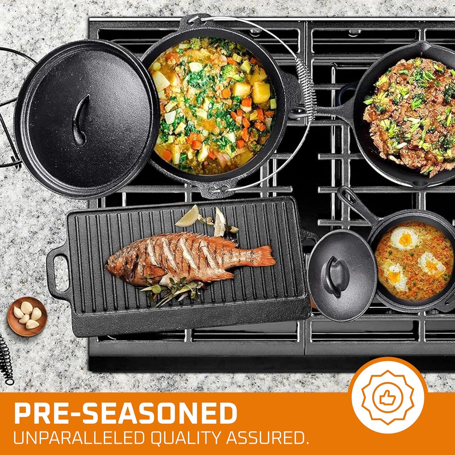 Camping Cooking Set Of 7. Pre  - đánh giá và giá Camp Dutch Oven Cast