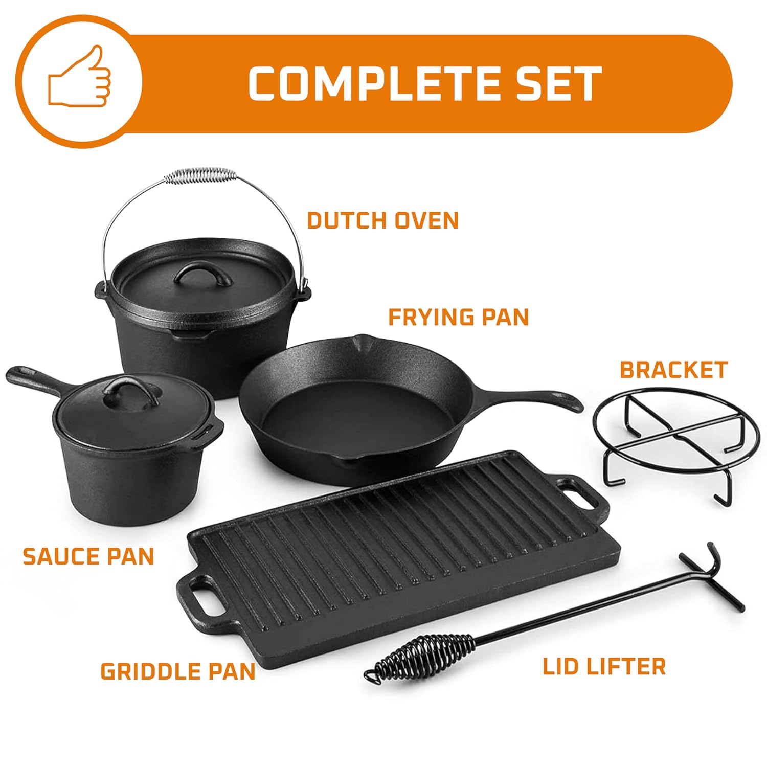 Camping Cooking Set Of 7. Pre  - đánh giá và giá Camp Dutch Oven Cast