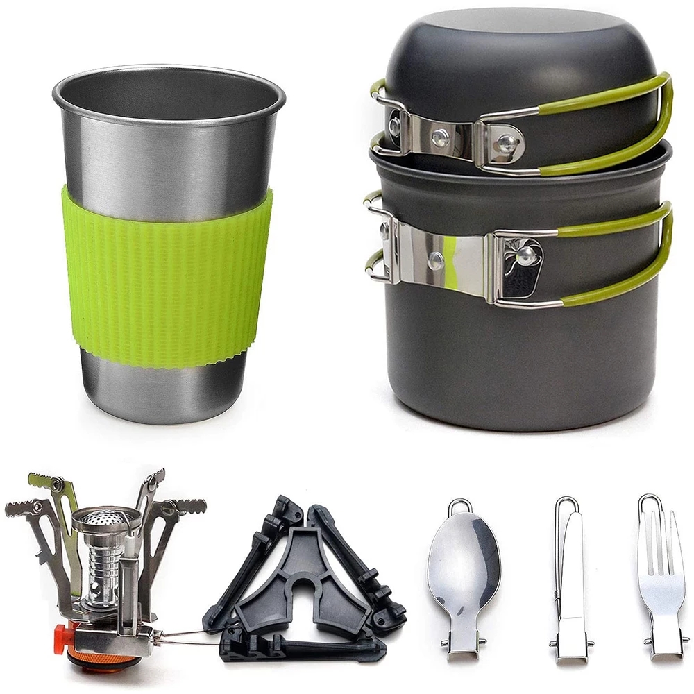 Camping Cookware Kit with Stov - đánh giá và giá Camping Cooking Organizer